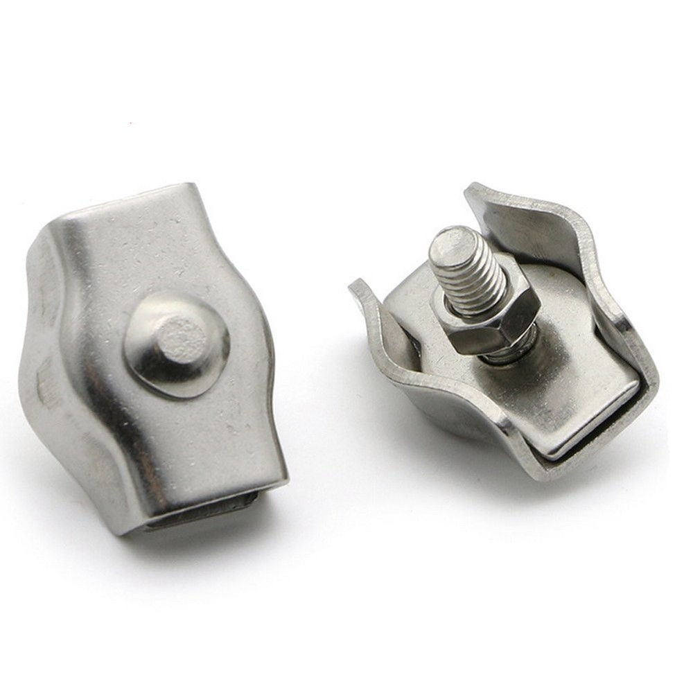 12 PCS M2 Simplex Single Bolt Wire Rope Clips Stainless Steel Cable Clamp for...