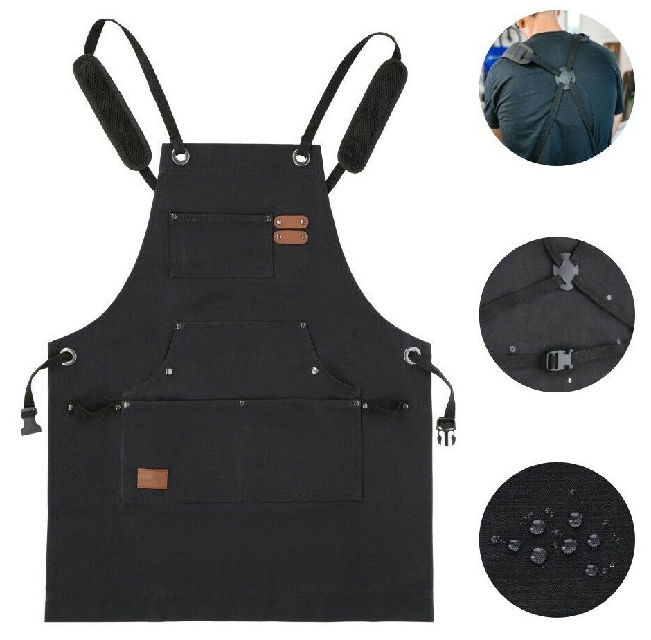 WHITEDUCK Heavy Duty Waxed Thick Canvas Apron 24oz Multi-Functional Work Apron