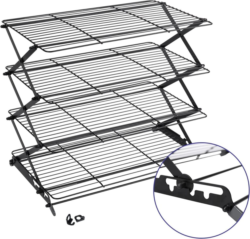 2/3/4-Tier Upgraded Collapsible Cooling Rack with Adjustable 3 Setting Design...