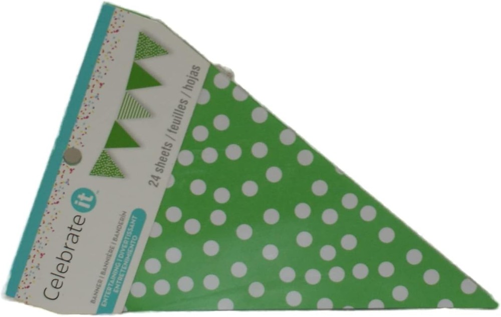 24 Banner Sheets Bright Green Spring Display Polka Dots Stripes Solids