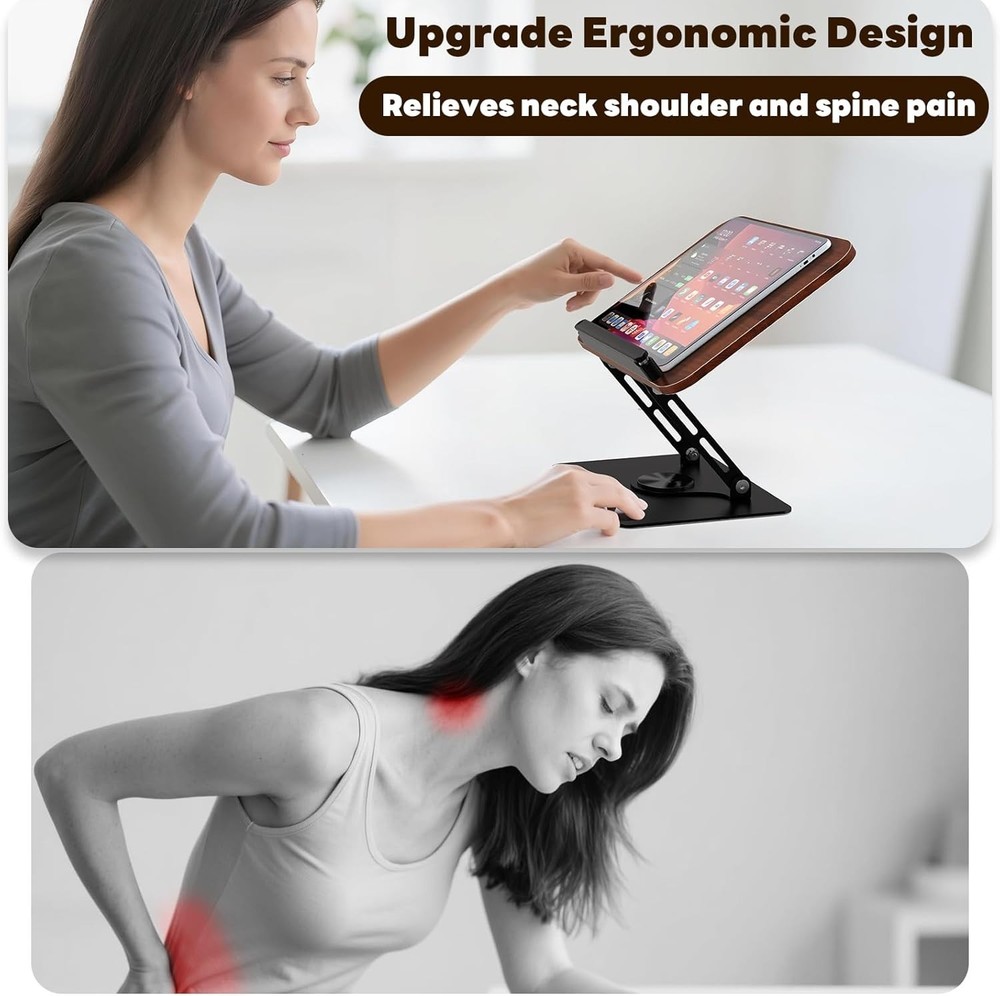 Book Stand for Reading,Adjustable Book Holder with 360° Rotating Base,Foldabl...