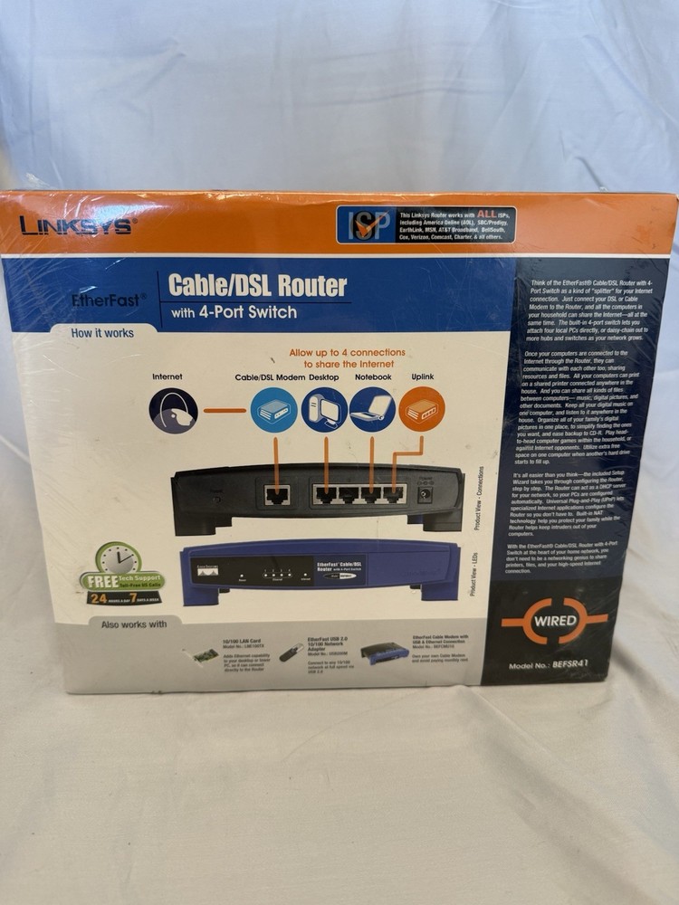 Linksys BEFSR41 EtherFast Cable/DSL Router 4-Port Switch 100 Mbps Wired-Ethernet