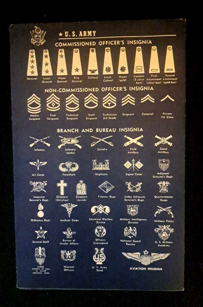 WW2 1943 US Servicemen's Map with Insignia & Decorations, US Armed Forces