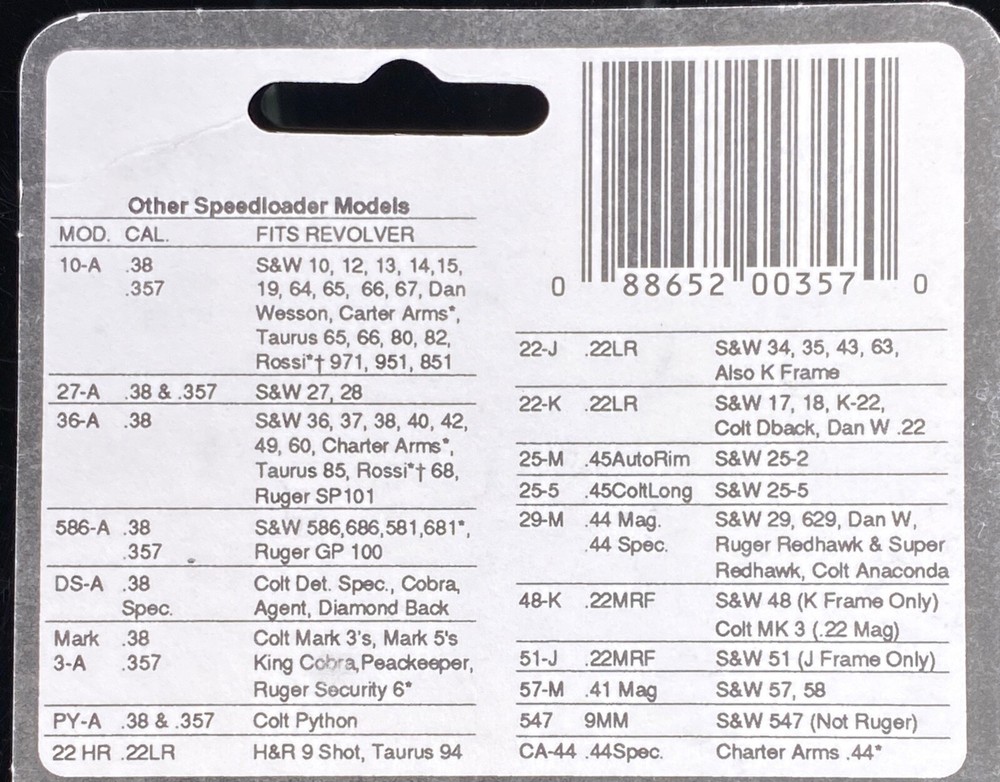 HKS PYA Speed Loader for 38spl/357mag Colt Python 6 rounds