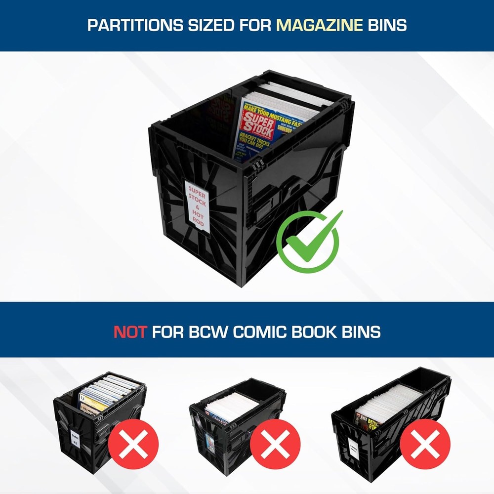 BCW Magazine Bin Partitions 3-Pack Black Plastic