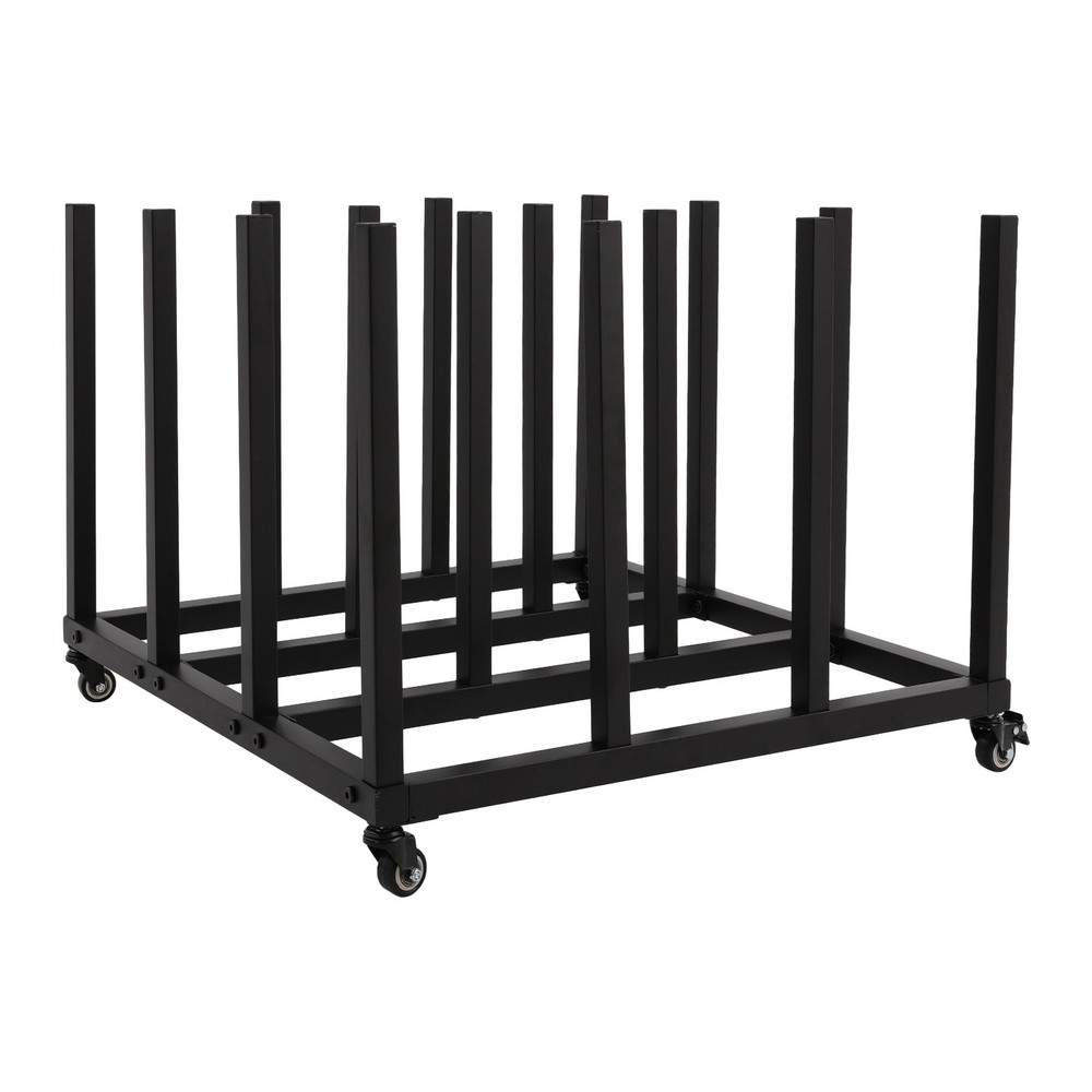 Mobile File Roll Organizer Blueprint Storage Stand with 16 Rolls Capacity Black