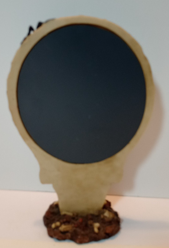 Skull Mirror 10" Bones At Base Halloween Pirate Decor