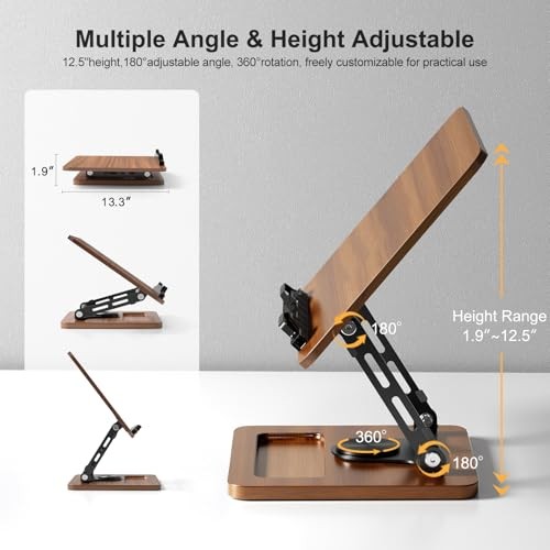 for Reading, 360° Rotating Hands Free Book Holder, Adjustable Height Book Stand