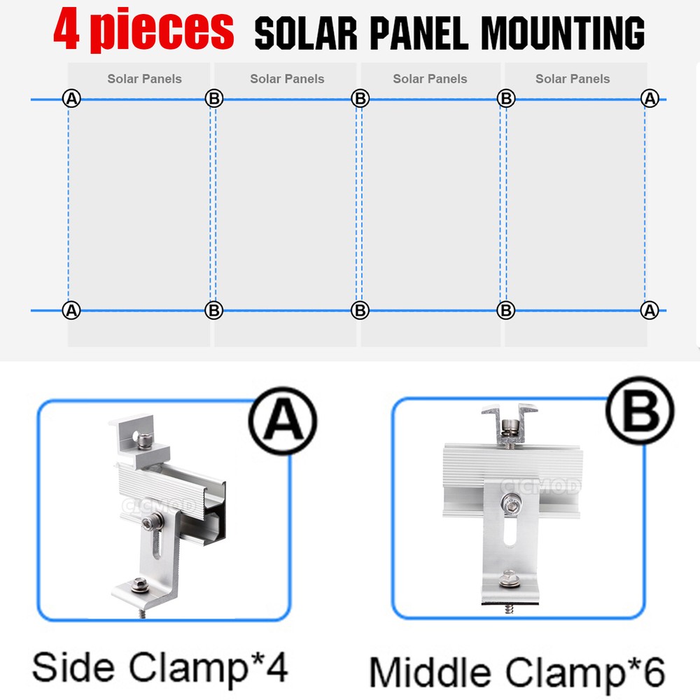 Solar Panel Mounting Brackets Kit Adjustable Roof System for 1-4PCS Solar Panels