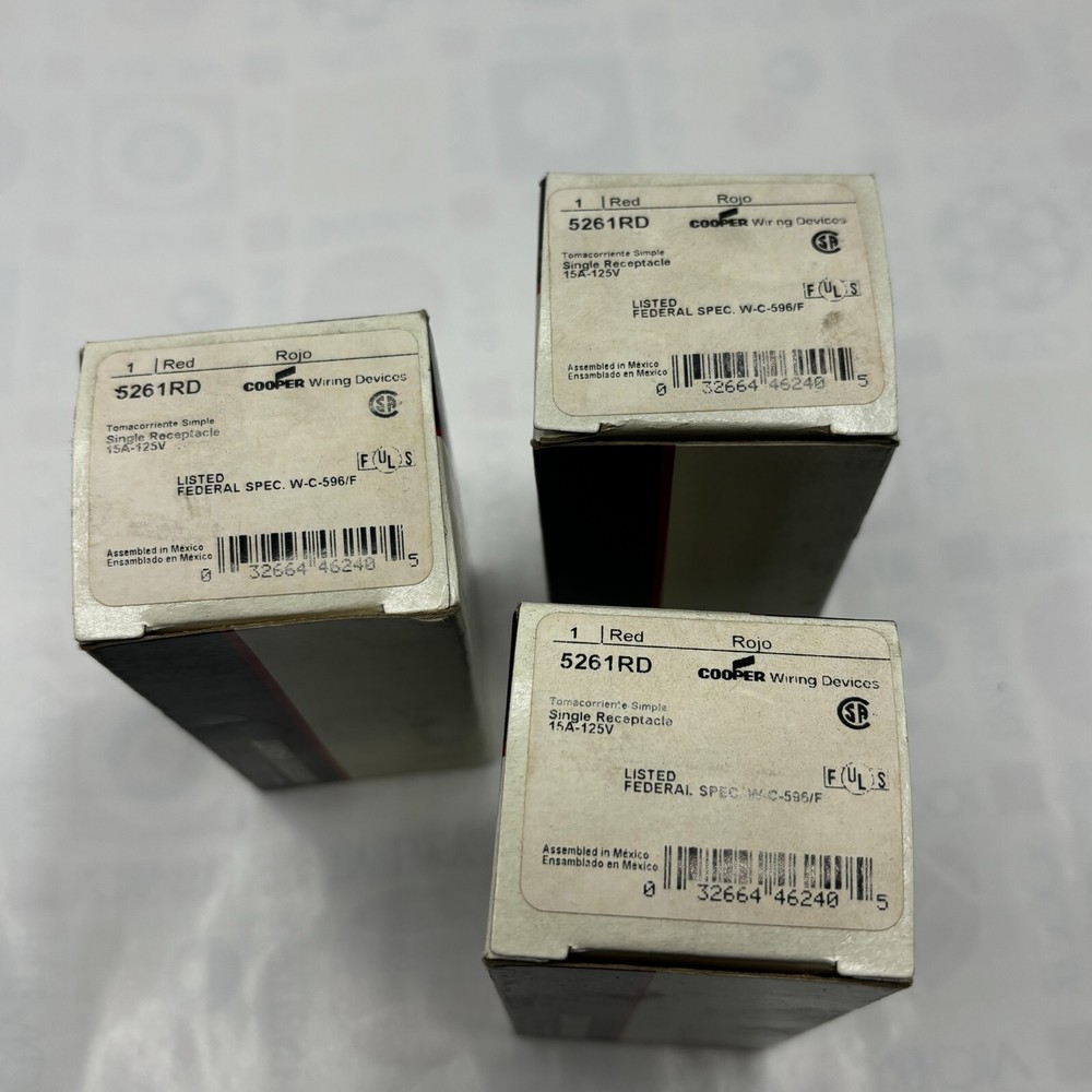COOPER 5261RD SINGLE RECEPTACLE 15 AMP, 125 VOLT ⭐