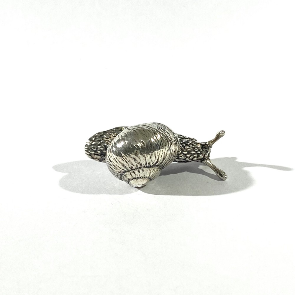 vintage solid silver snail miniature , hallmarked italian figurine