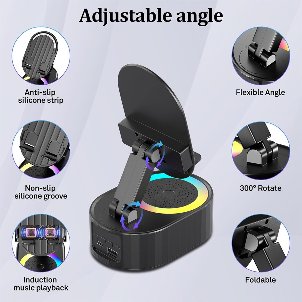 5-In-1 Bluetooth Multi-Functional Mobile Phone Audio Stand With Microphone AGD