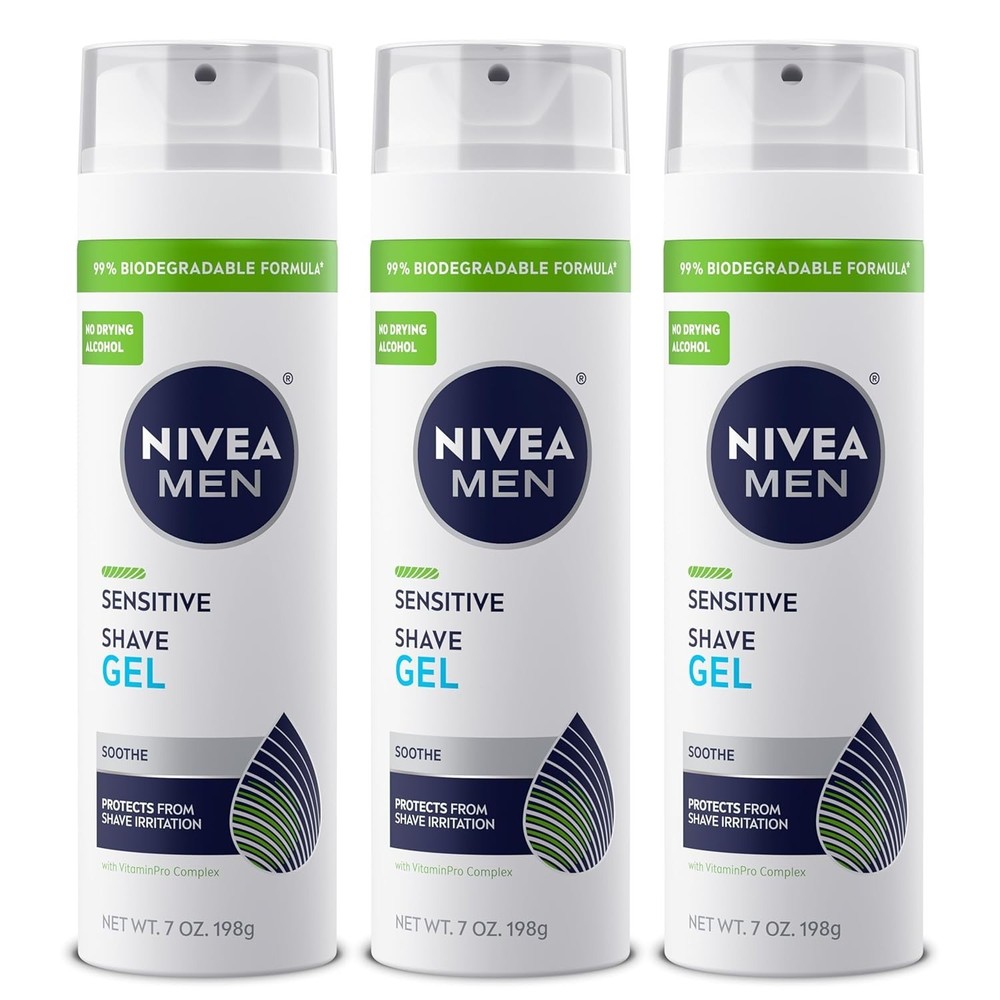 NIVEA MEN Sensitive Shave Gel with VitaminPro Complex 3 Pack for Sensitive Skin