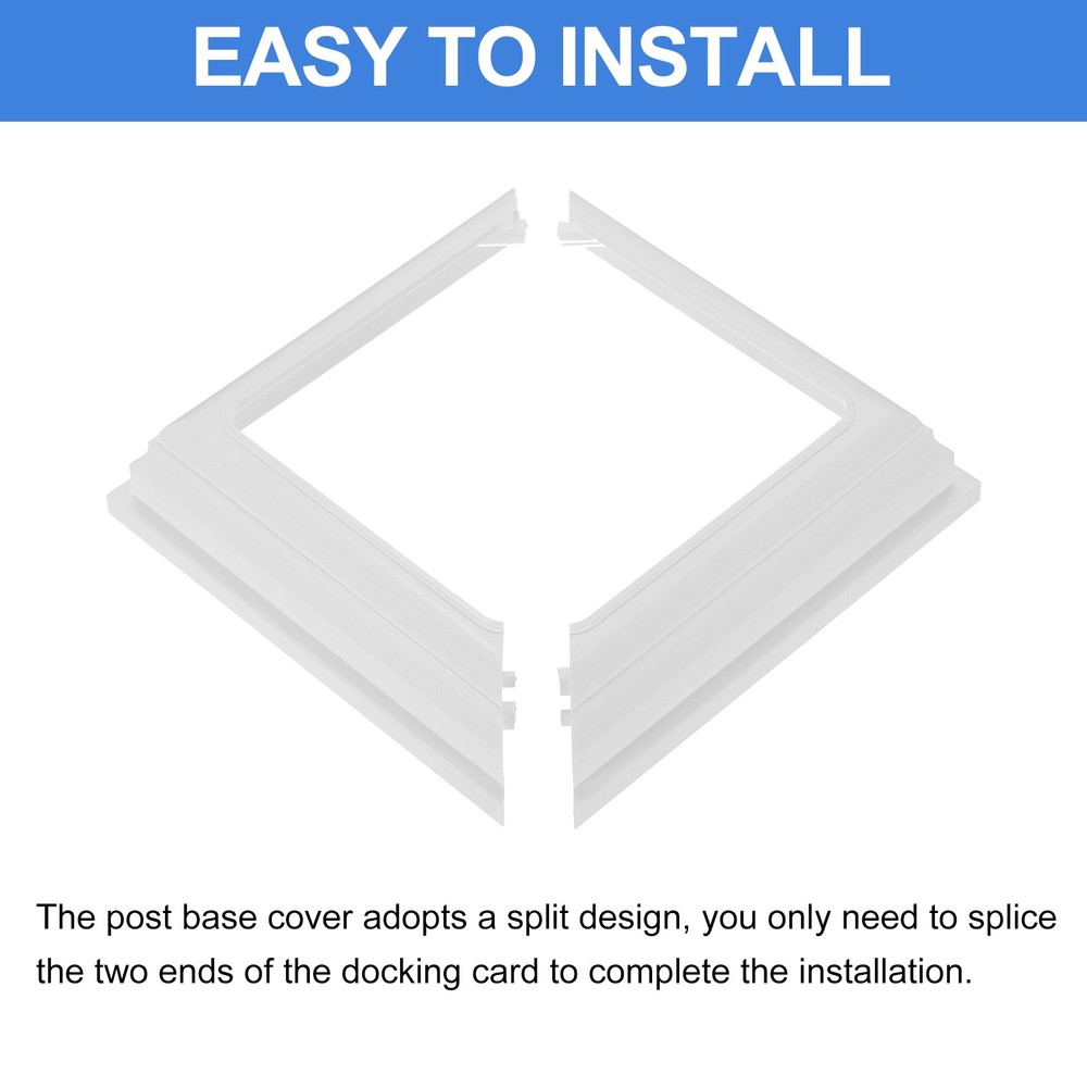 8Pcs Post Skirt, 4"x4" Plastic Base Cover Split Style, White