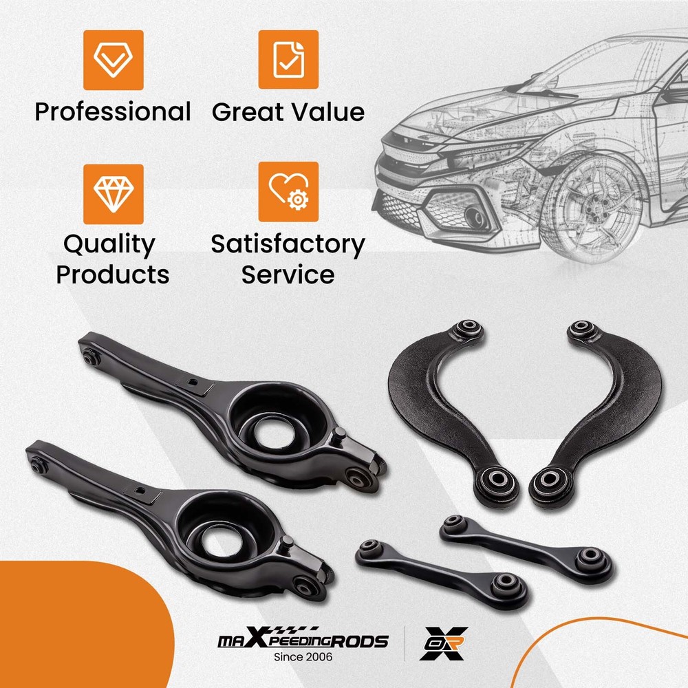 6pcs Rear Lower Forward Trailing Arm & Upper Control Arms for Ford Focus 2000-11