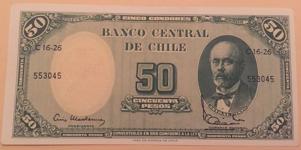 Lot of old Chilean banknotes