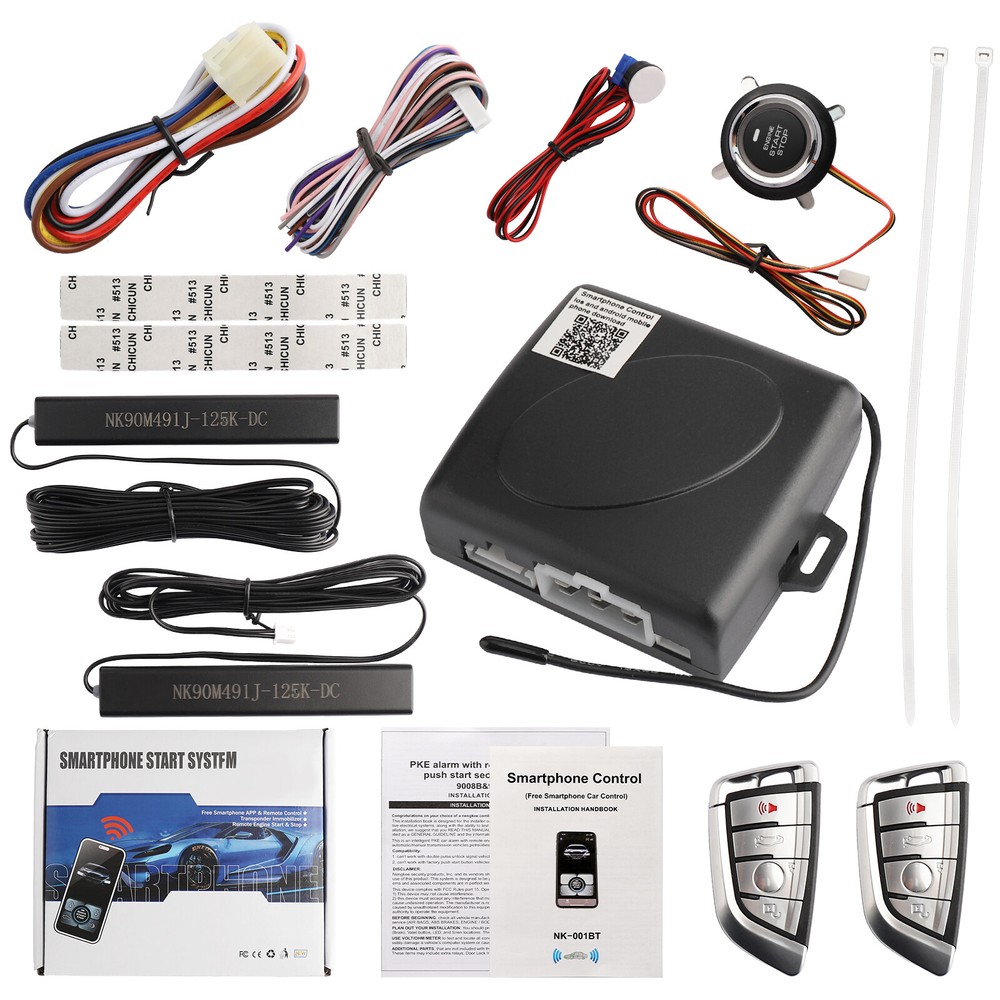 Remote Car Keyless Entry Engine Start Alarm System Push Button Starter Stop App