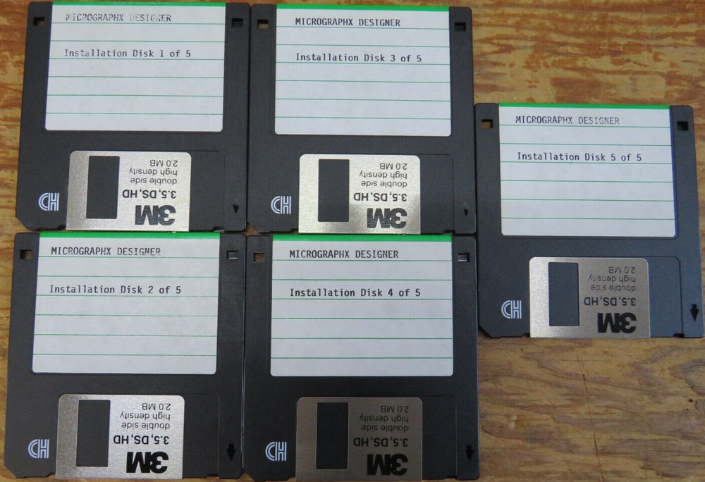 Vintage 1987-1990 Micrografx Designer Installation Disks 1-5