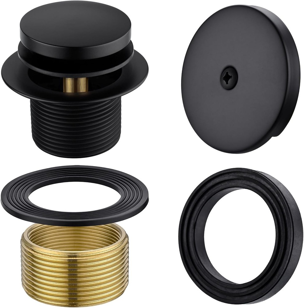 Brass Tip-Toe Tub Drain Kit, Matte Black Tub Drain and Overflow with Single Hole