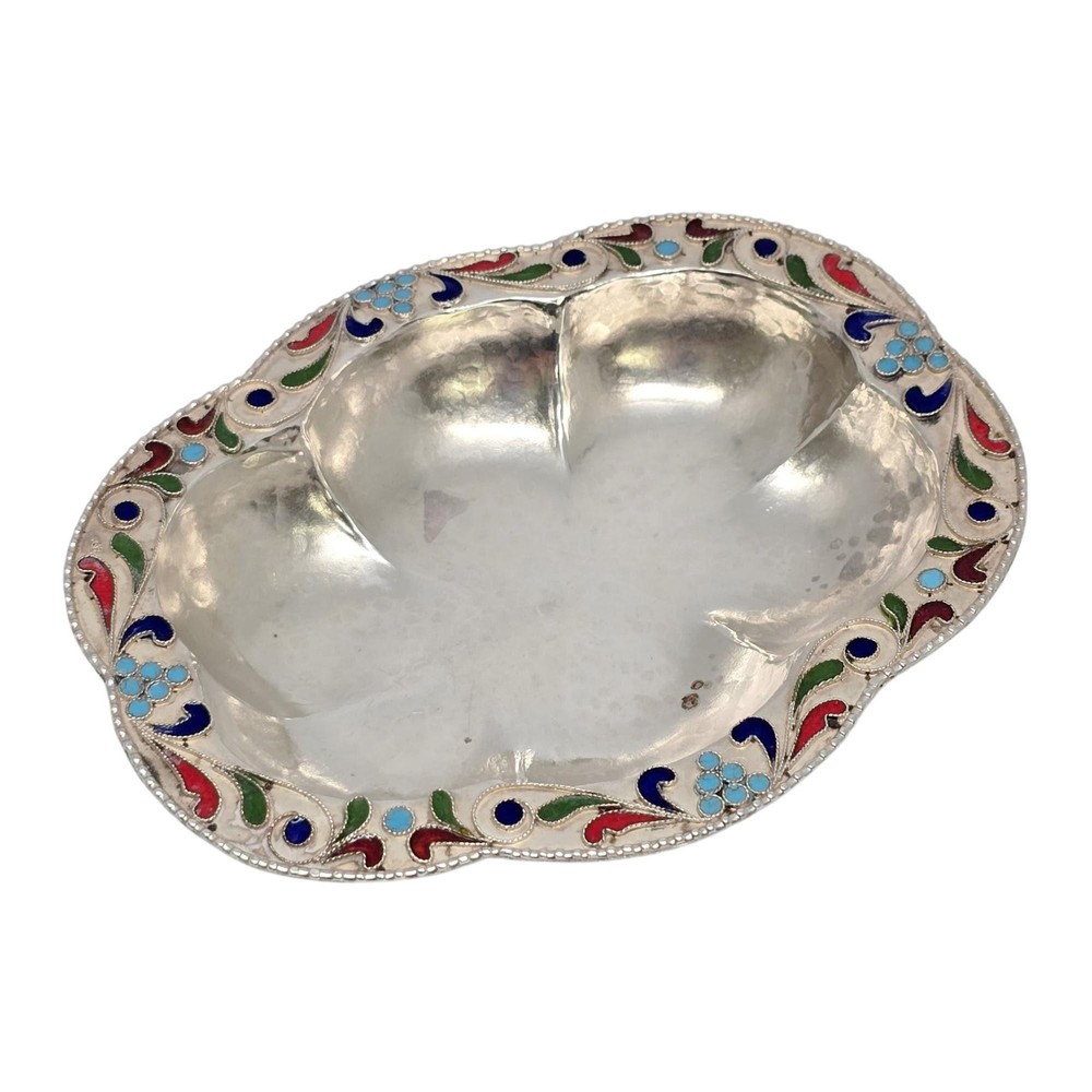 Hammered 950 Silver and Enamel Nut Dish #21023