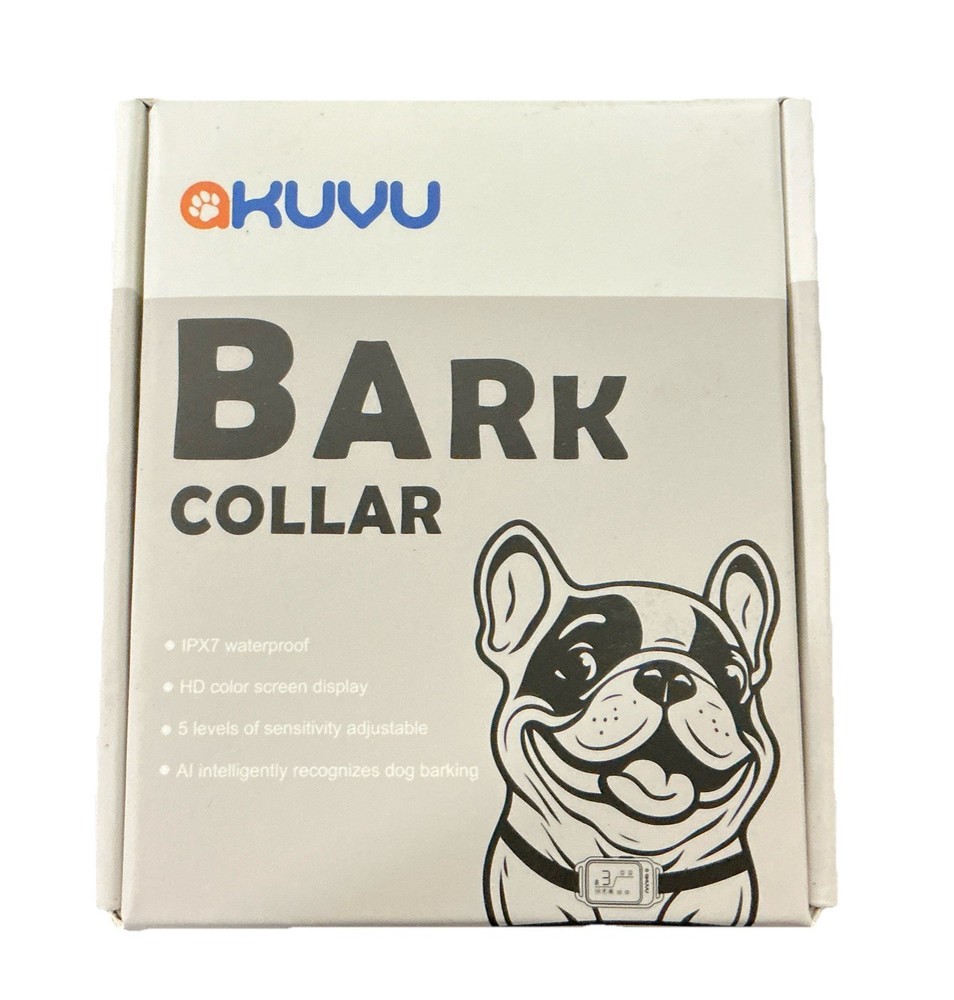 aKUVU bark collar. Shock collar. Dog training collar. Adjustable settings.