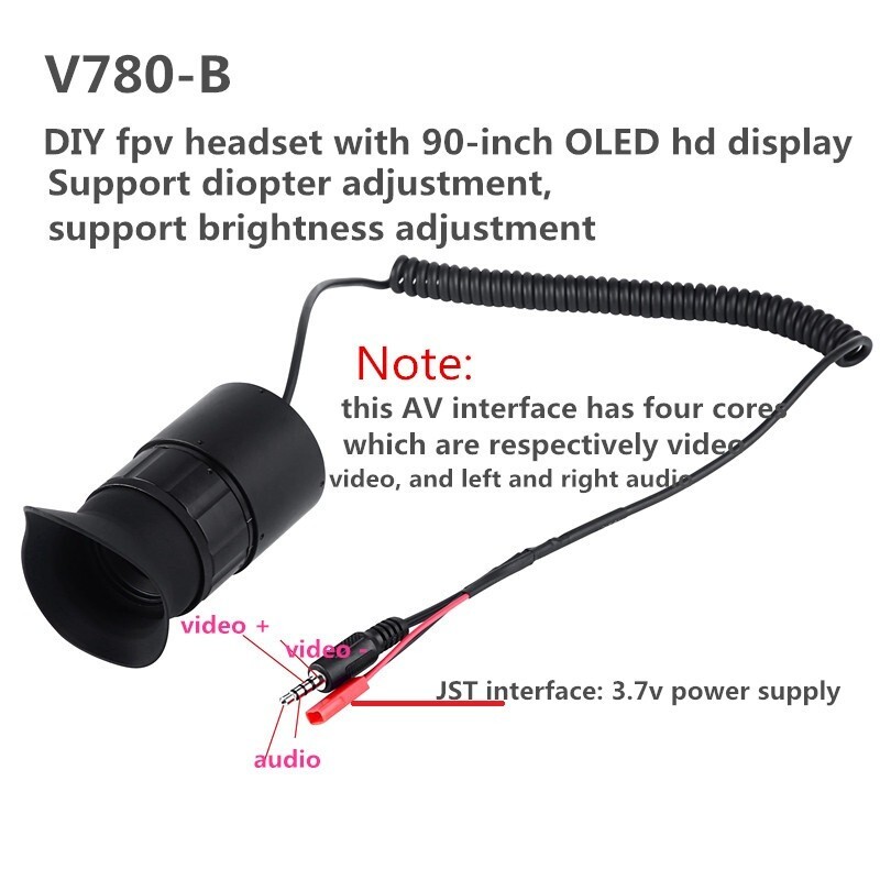 V780-B Head Mounted Display Wearable 1024*768For FPV With Composite AV Interface