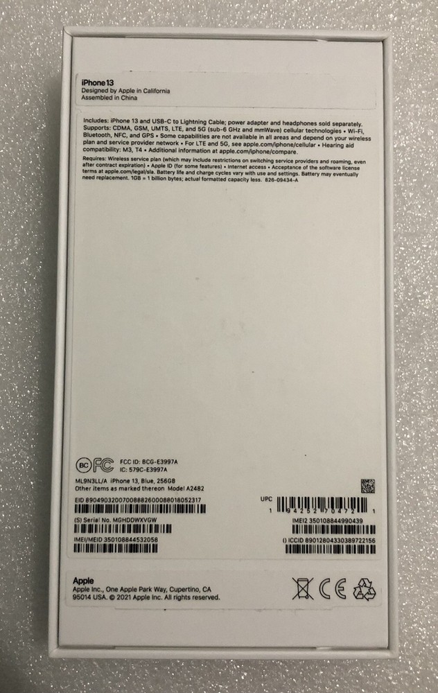 Apple iPhone 13 Blue 256GB EMPTY BOX ONLY