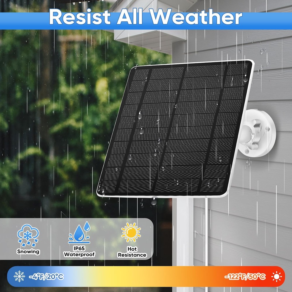 Solar Panel for Ring Camera, 2 Pack 5W Charger Compatible with Black