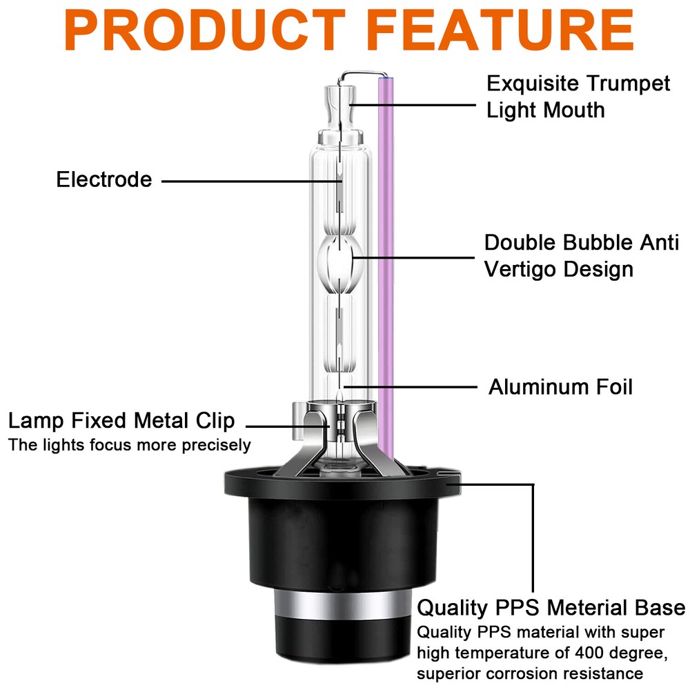 2 Pack D2S 35W 10000K HID Xenon Replacement Low/High Beam Headlight Lamp Bulbs