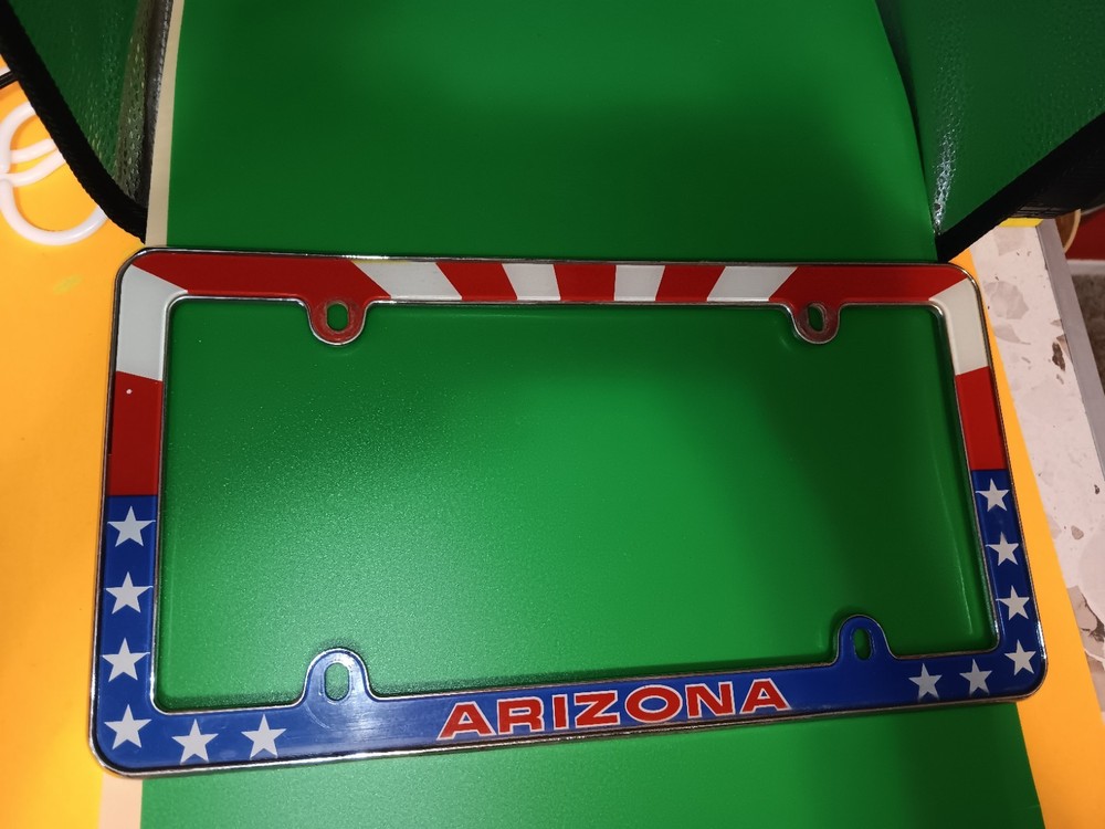 Patriotic Arizona state metal license frame