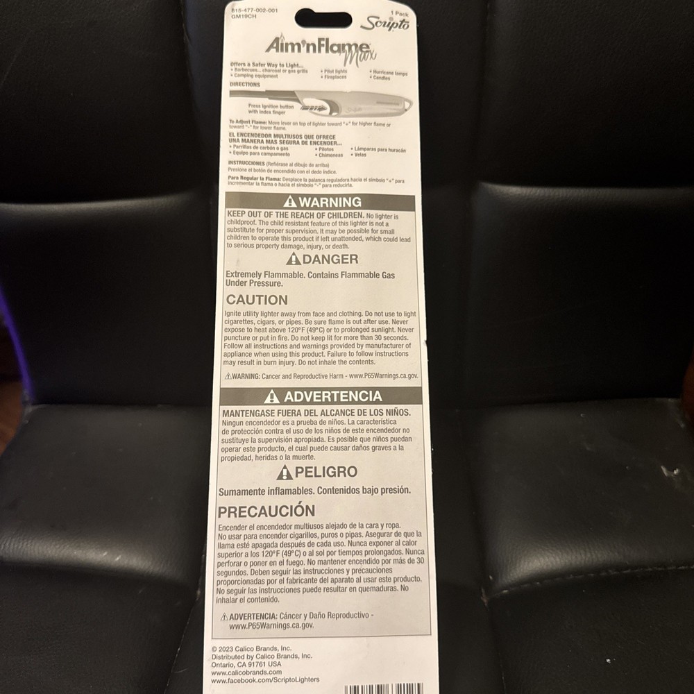 Scripto Multi Purpose, BBQ, Camping, Durable Aim'n Flame II Lighter Assort Color