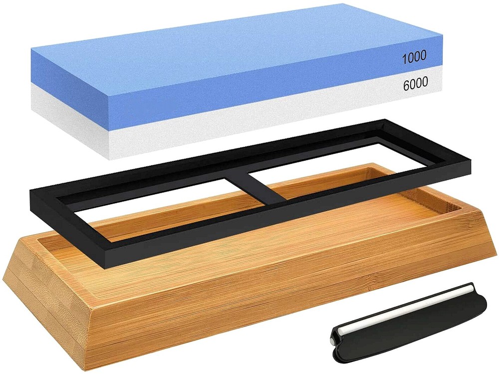 Knife Sharpening Stone Set 1000 6000 Grit Double-Sided Whetstone Sharpener