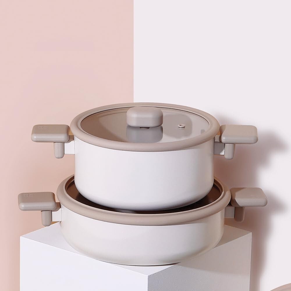 Chou Chou Kitchen Essential 8-Pieces Cookware Set with Lid, Ceramic Coating