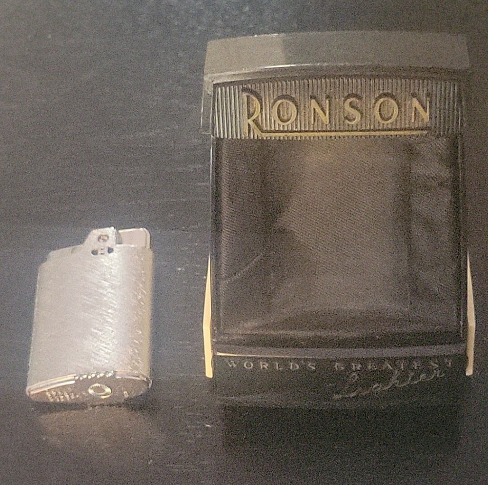 Vintage Ronson "M" engraved Lighter in Case