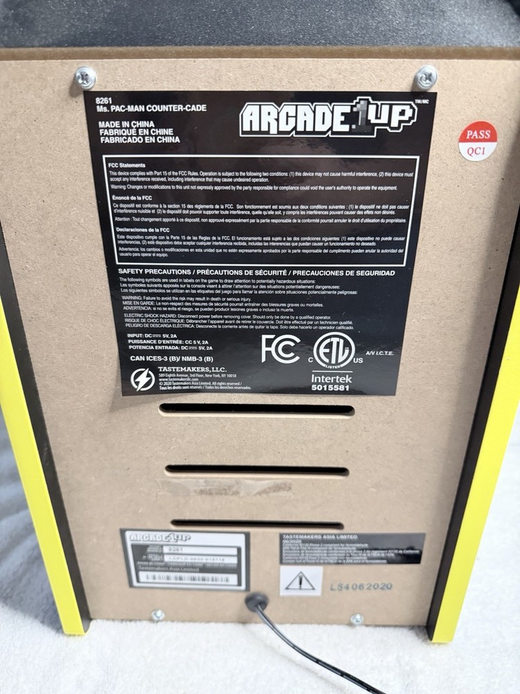 Arcade 1up 8261 Ms Pac-Man Tabletop Arcade GameSystem 16" Tested - works