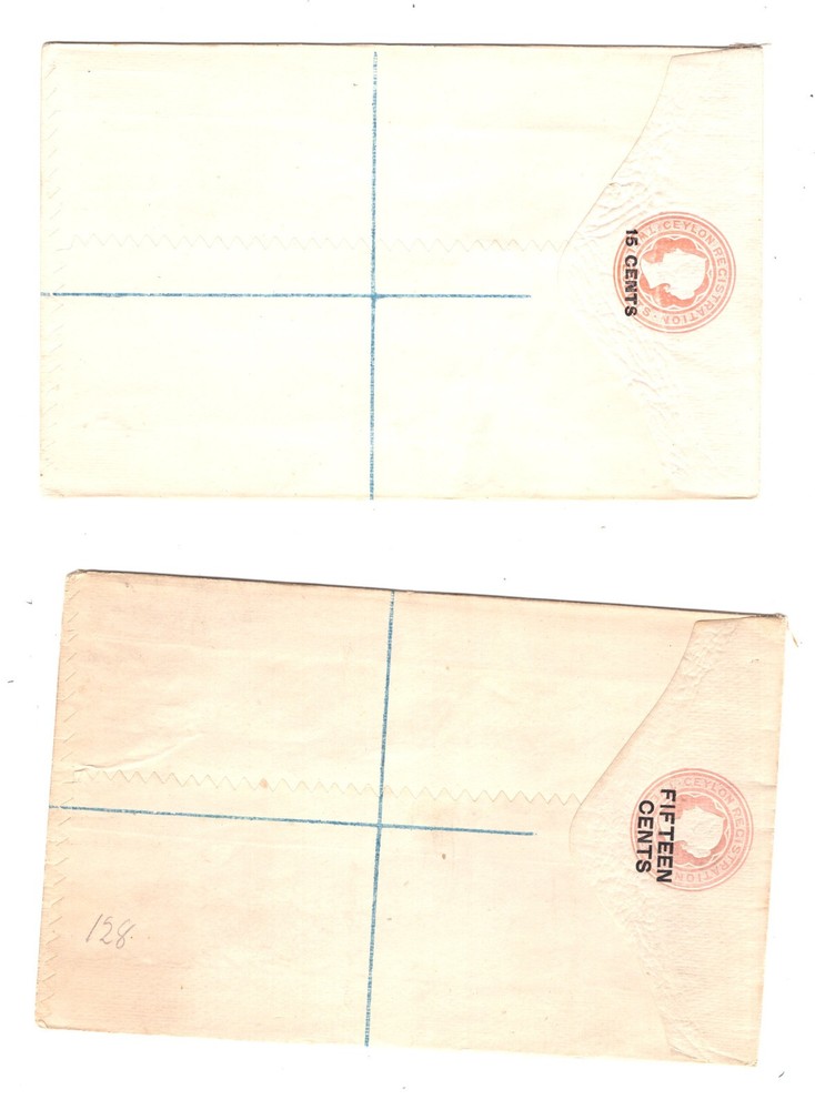 Ceylon   2  different  registered  covers   unused   and  overprinted