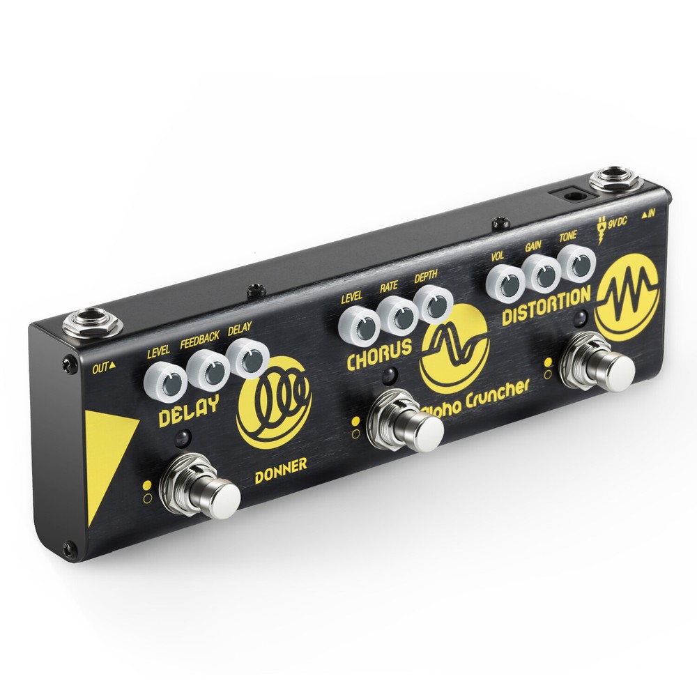 Donner Alpha Cruncher Multi Effects Chorus Distortion Delay Pedal With Adapter