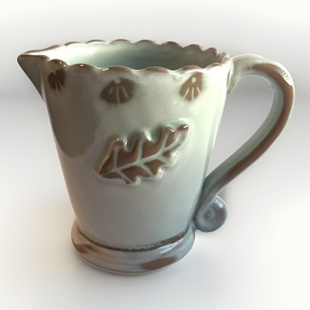 TIC TIC Terracotta Ceramic Pottery Pitcher, Leaf Design Pitcher