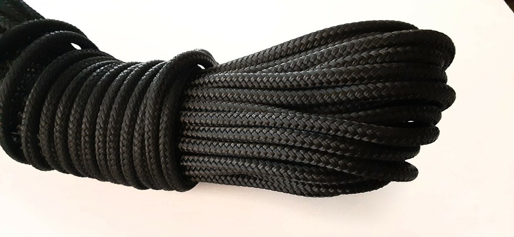 1/4 x 100 ft Premium Double Braid- Yacht braid Rope Hank. Black.