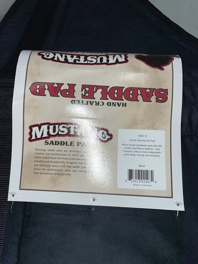 Mustang Suede Bareback Pad, Black 1682D