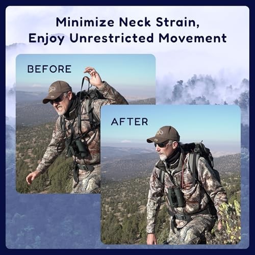 Premium Binocular Harness - Adjustable Chest Strap for Hunting, Birding Black