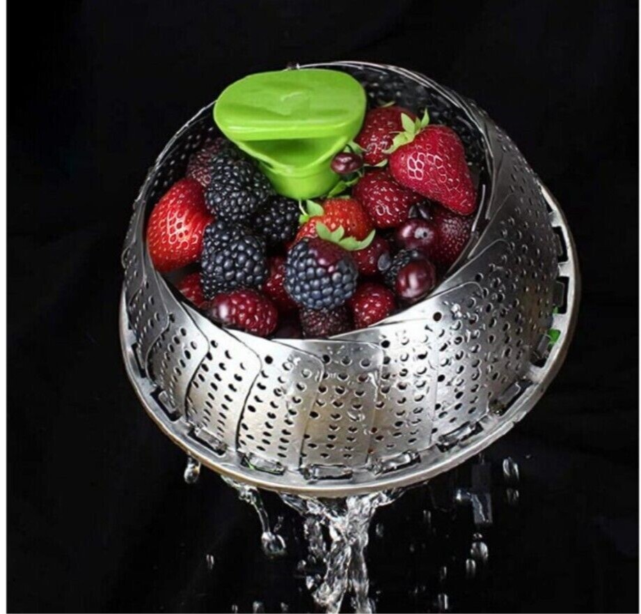Steamer Basket Vegetable Fish Cooking Foldable Portable Expandable (5.1" to 9") 