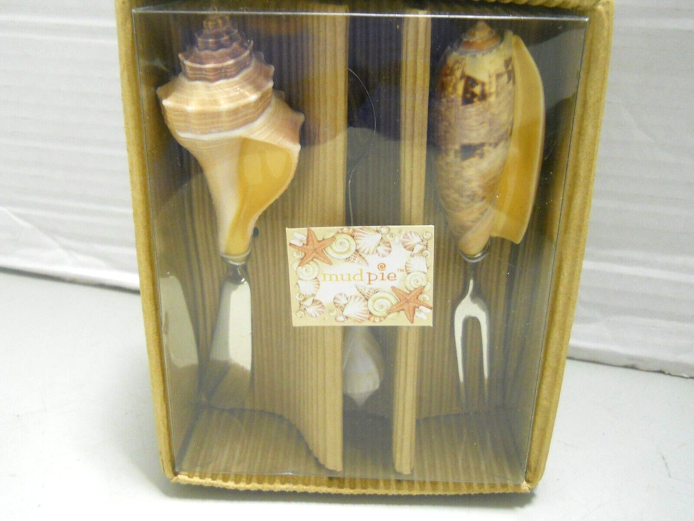 Vintage Shell SPREADER FORK SPOON 3 PC SET NEW PARTY FOOD DINNING