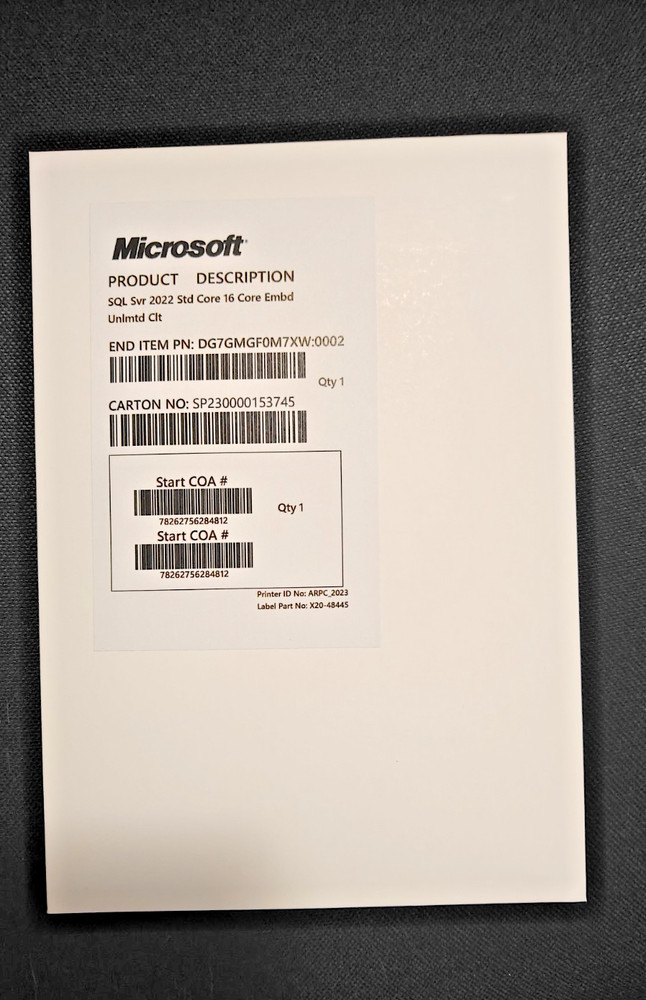 Microsoft SQL Server 2022 Standard Core - 16 Core License (Unlimited CALs)