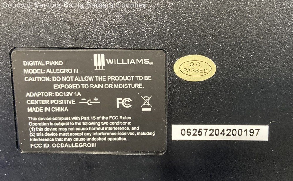 Williams Allegro lll Electric Keyboard