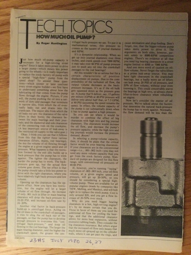 ENG114 Article Engine How Much Oil Pump? July 1980 2 page