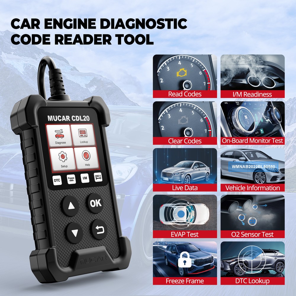 MUCAR Automotive OBD2 Scanner Car OBD Code Reader Engine Fault Diagnostic Tool