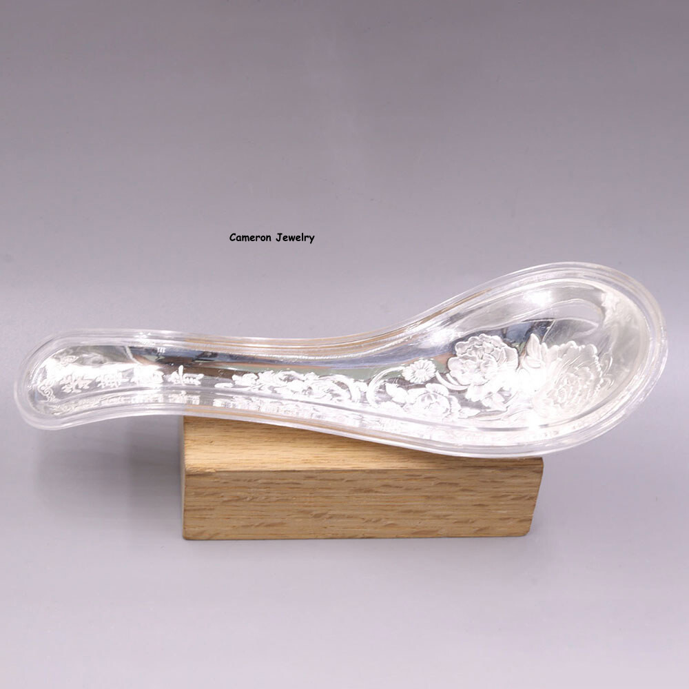 Solid S999 Fine Silver Tableware Blooming Flower Soup Spoon 37-38g 5.2inch