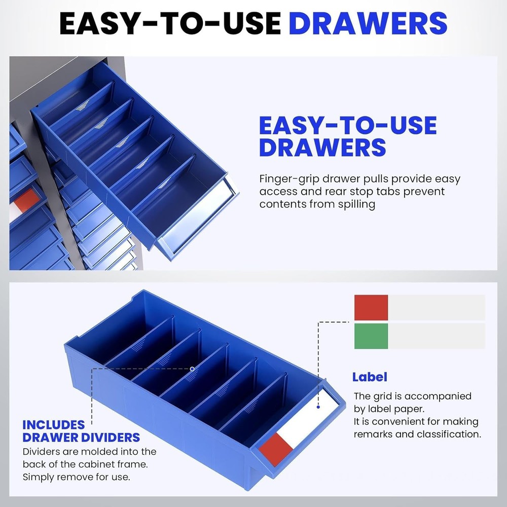 75-Drawer Plastic Storage Cabinet, Ample Capacity Organizer with Smooth-Gliding