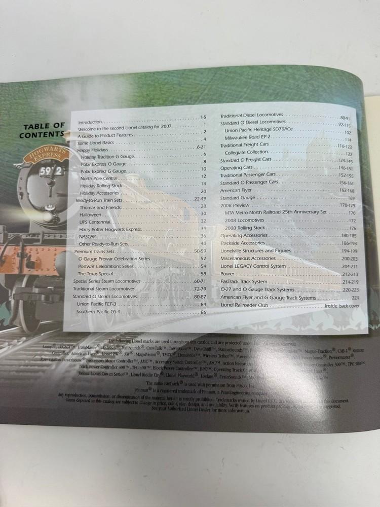 Lionel 2007 Train Catalog Volume 2 Harry Potter